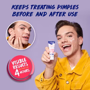 Smiling person with Clearasil cream spots on face – visible results in 4 hours